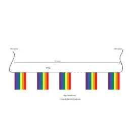 Regnbue flagranke i stof 15m / 50x75 cm - Regnbue / Pride flag